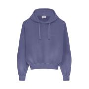 Halfboy Indigo Blå Fleece Hoodie Pullover Purple, Herr