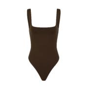 Entire Studios Square Neck Bodysuit Brown, Dam