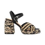 Castañer Raffia Sandal Hög Klack Stilfull Multicolor, Dam