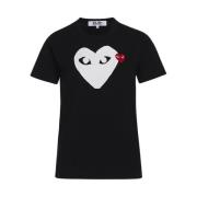 Comme des Garçons Play Svart Hjärttryck T-shirt Black, Dam