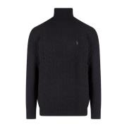 Ralph Lauren Svart Turtleneck Stickat Aw23 Black, Herr