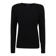 Ralph Lauren Svart Cashmere Flätstickad Tröja Black, Dam