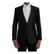 Dolce & Gabbana Silkeblandad Enknapp Blazer Black, Herr