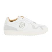 Philipp Plein Läder Lo-Top Sneakers i Vit White, Herr