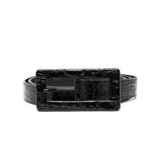 Saint Laurent Chic Leather Belt for Men Black, Dam