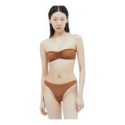 Lido Strapless Rynkad Bikini Set Brown, Dam