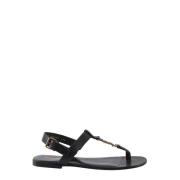 Saint Laurent Herr Läderplatta Sandaler Black, Herr