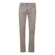 Jacob Cohën Slim Dove Grey Gabardine Byxor Gray, Herr