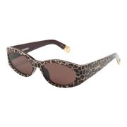 Jacquemus Leopard-Print Oval-Frame Solglasögon Multicolor, Dam