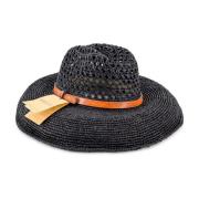 Ibeliv Flätad Straw Raffia Hatt Black, Dam