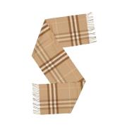 Burberry Rutigt Cashmere Halsduk Fransade Kanter Multicolor, Dam