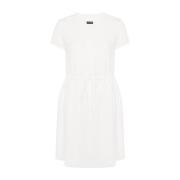 Emporio Armani Vit Crepe Klänning Rund Hals Korta ärmar White, Dam