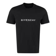 Givenchy Ribbad T-shirt i bomull med rund hals Black, Herr