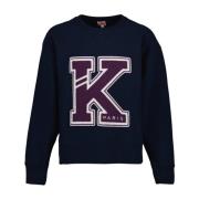 Kenzo Varsity Sweatshirt Oversize Logo Brodyr Blue, Herr