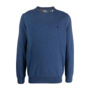 Ralph Lauren Blå Ull Polo Pony Jumper Blue, Herr