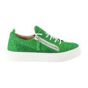 Giuseppe Zanotti Grön Glitter Läder High-Top Sneakers Green, Dam
