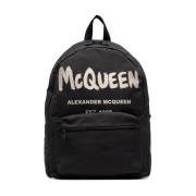 Alexander McQueen Graffiti Ryggsäck Svart Canvas Black, Herr