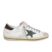 Golden Goose Vita Gröna Läder Sneakers Rund Tå White, Herr