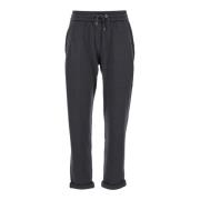 Brunello Cucinelli Grå Silk Bomull Sweatpants Gray, Dam