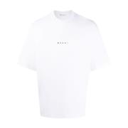 Marni Tryckt Bomull Logo T-shirt White, Herr