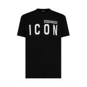 Dsquared2 Icon Logo T-shirt Rund Hals Kort Ärm Black, Herr