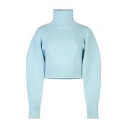 Nina Ricci Cashmere Turtleneck Pullover Light Blue Blue, Dam