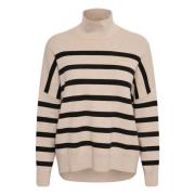 InWear Klassisk Randig Turtlenecktröja Beige, Dam