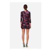 Elisabetta Franchi Draped Bouquet Print Mini Klänning Multicolor, Dam