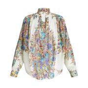 Etro Vit Rynkad Mönster Blus Multicolor, Dam