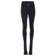 Mugler Svarta Leggings med Utskärning och Logotyp Black, Dam