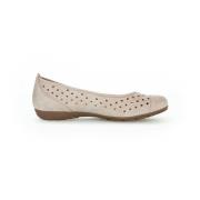 Gabor Perforerad Sommar Ballerina Skor Beige, Dam