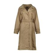 Moncler Klassisk Lång Trenchcoat Brown, Dam