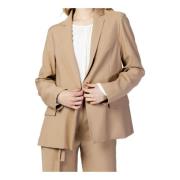 Sandro Ferrone Beige Reverskrage Blazer Vår/Sommar Beige, Dam