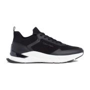 Calvin Klein Svart Snörade Sneakers Mix Fritid Black, Herr