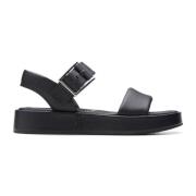 Clarks Svart Rem Platta Sandaler Kvinnor Black, Dam