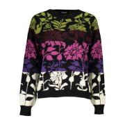 Desigual Svart Crew Neck Tröja med Kontrastdetaljer Multicolor, Dam