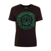 Just Cavalli Tiger Logo Kortärmad T-shirt Black, Dam