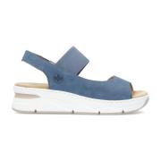 Rieker Blå Casual Öppna Platta Sandaler Blue, Dam