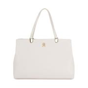 Tommy Hilfiger Beige Satchel Handväska för Kvinnor Beige, Dam