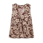 Maliparmi Tryckt Twill V-ringad Tank Top Brown, Dam