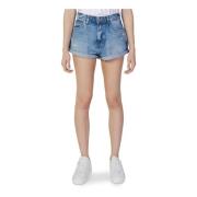 Pepe Jeans Blå Bomullsshorts med Fickor Blue, Dam