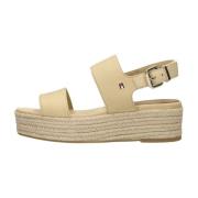 Tommy Hilfiger Beige Mid Wedge Espadrilles Sandal Beige, Dam