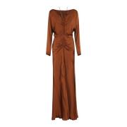 Alberta Ferretti Elegant Satinklänning Brown, Dam