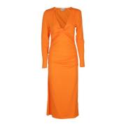 Ganni Elegant Midi Klänning för Kvinnor Orange, Dam