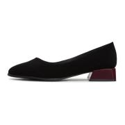 Cesare Gaspari Svart Mocka Blockklack Ballerina Black, Dam