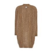 Eleventy Beige Lång Kofta Sweaters Beige, Dam