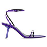 Saint Laurent Lila Lädersandaler med Metallisk Finish Purple, Dam