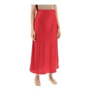 By Malene Birger Satin Flared Midi Skirt Pink, Dam