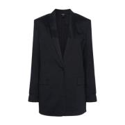 Theory Avslappnad Passform Blazer Blue, Dam