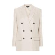 Theory Linne Basket Weave Blazer Beige, Dam